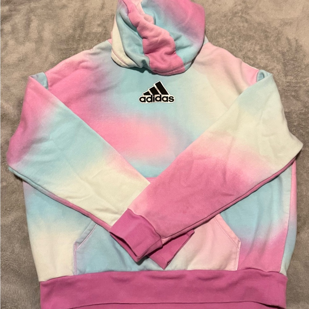adidas Kids Pastel Tie-Dye Hoodie - Pink, Blue, White